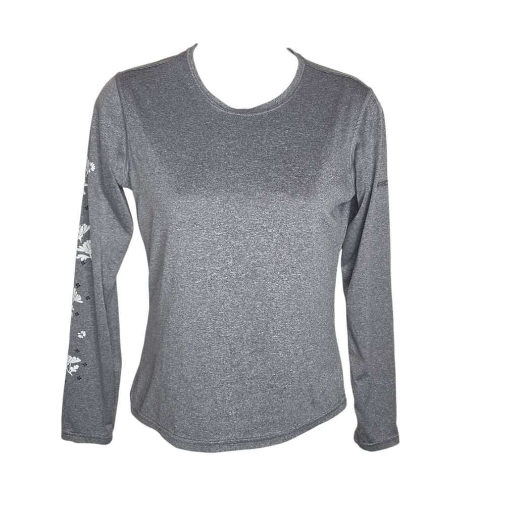 Brooks Women's Gray Long-Sleeve Floral Layering Running Top Shirt, Size XS